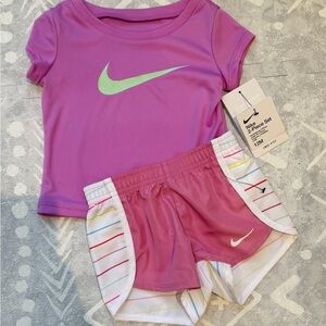 Nike Baby Girl Shirt & Shorts Set ~, Pink, White & Neon Colors ~ DRI-FIT